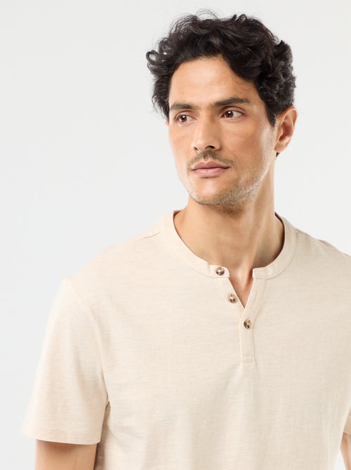 T-shirt homme uni à col tunisien - Kiabi