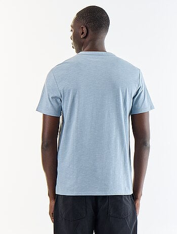 T-shirt homme uni à col tunisien