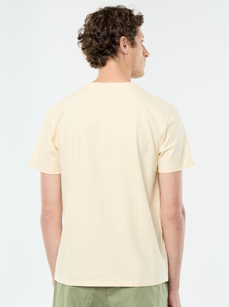 T-shirt homme uni en coton à col rond Jaune - Kiabi