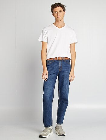 T-shirt homme uni en coton à col V
