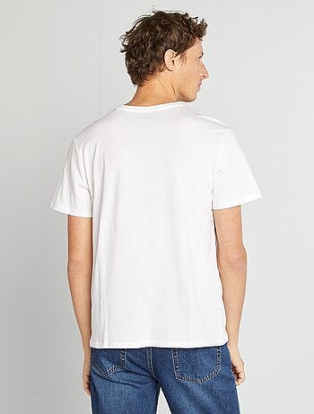 T-shirt homme uni en coton à col V