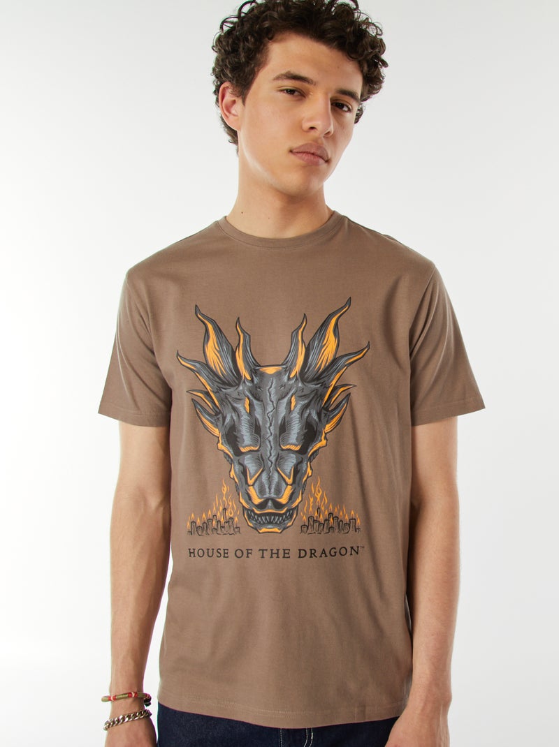 T-shirt 'House of the dragons' manches courtes BEIGE - Kiabi