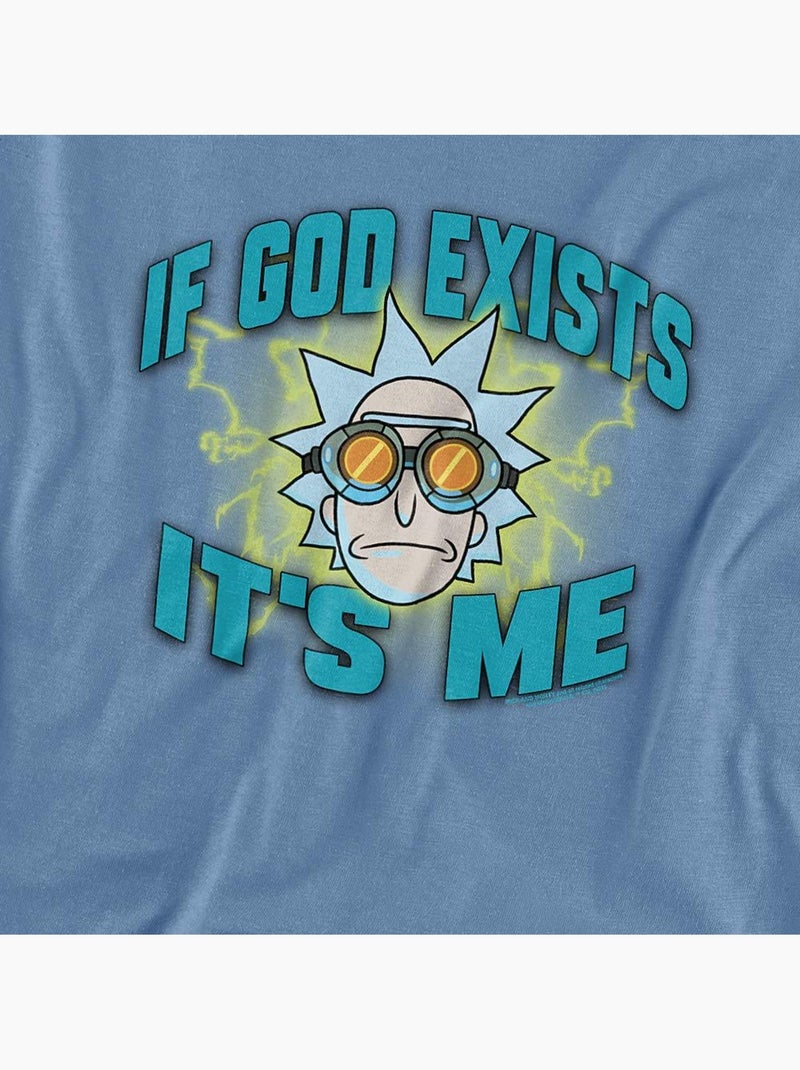 T-shirt if god exists it´s me - rick et morty Bleu lavande - Kiabi