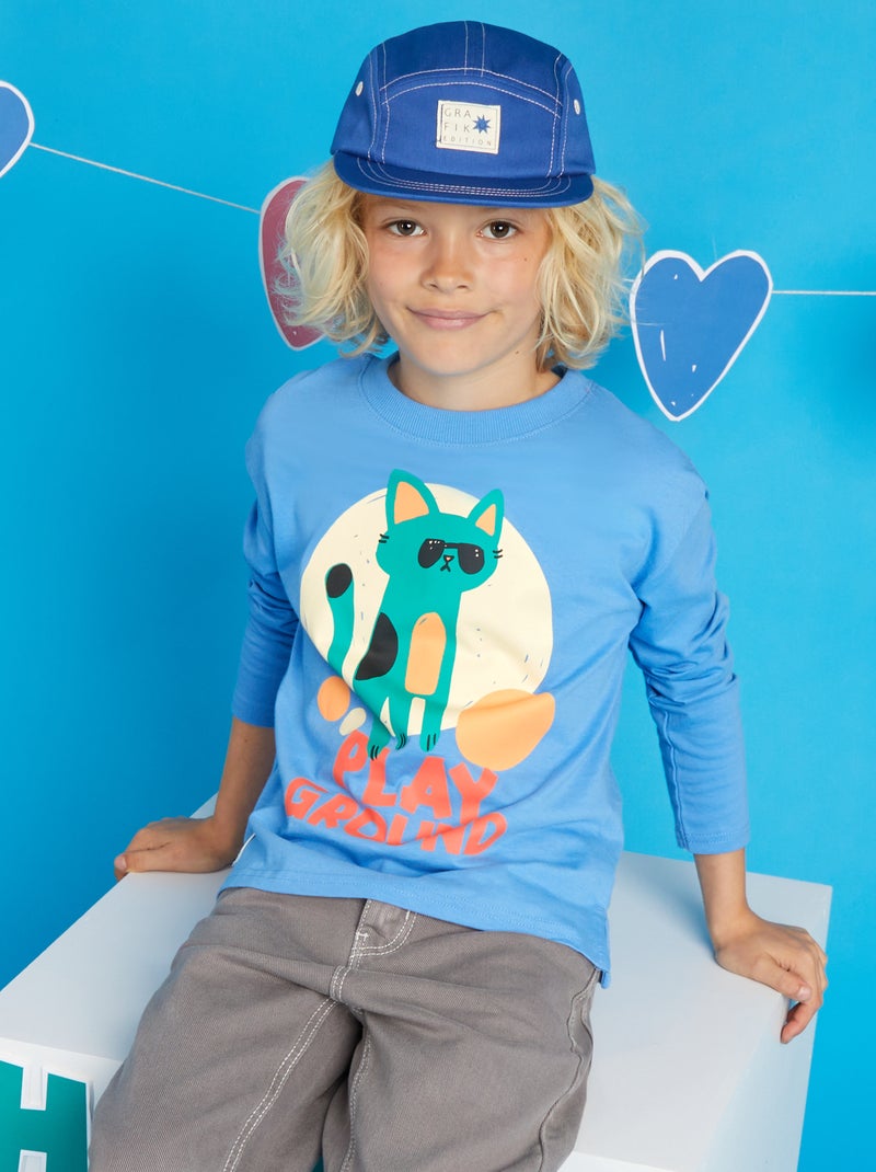 T-shirt imprimé - Grafik Edition Bleu cat - Kiabi