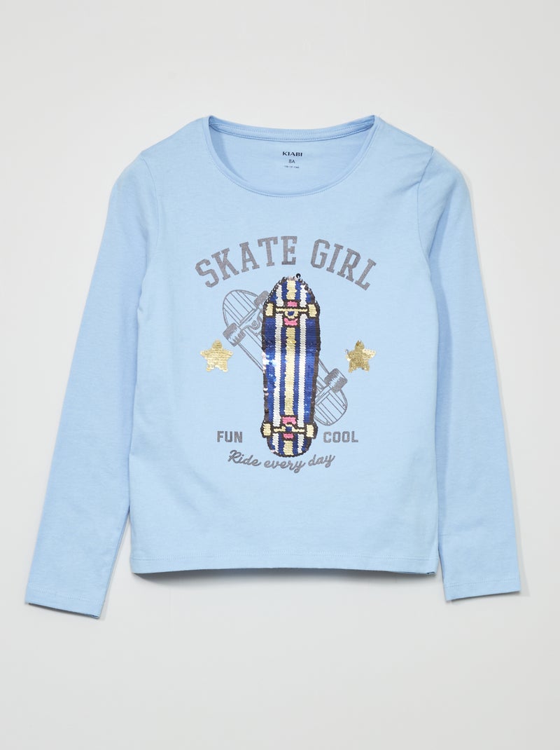 T-shirt imprimé - manches longues Bleu - Kiabi