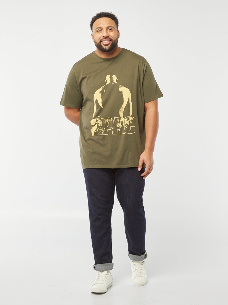 T-shirt imprimé '2 PAC' manches courtes KAKI - Kiabi