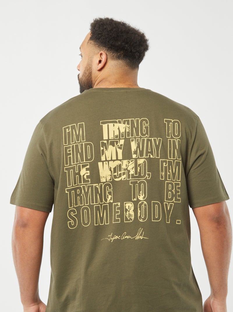 T-shirt imprimé '2 PAC' manches courtes KAKI - Kiabi