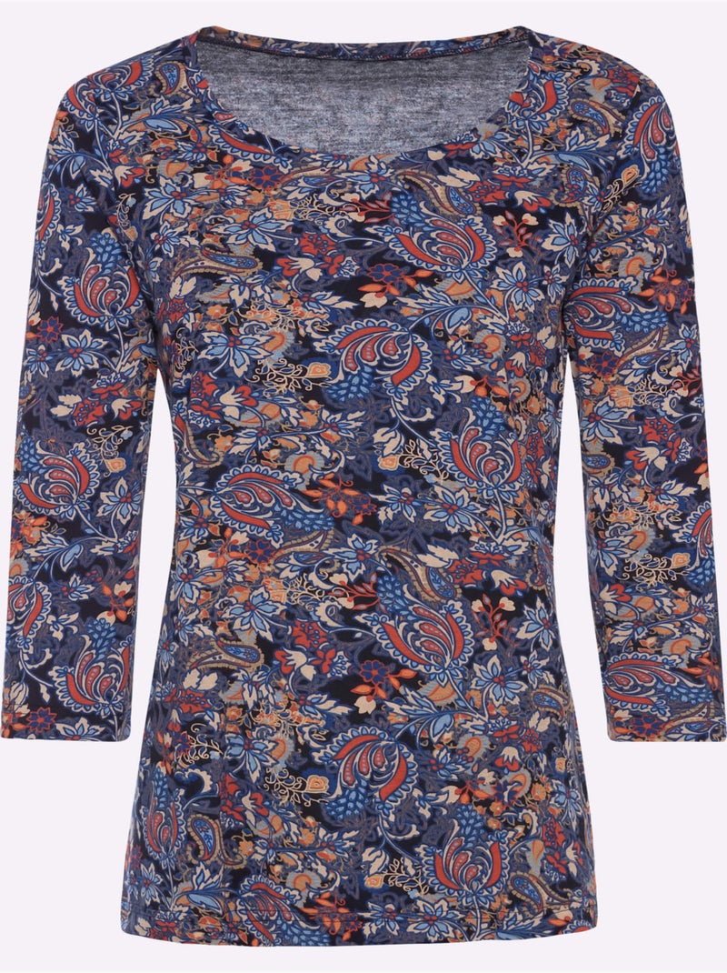 T-shirt Imprimé 50% Coton - Taille Standard - Witt Bleu Marron - Kiabi