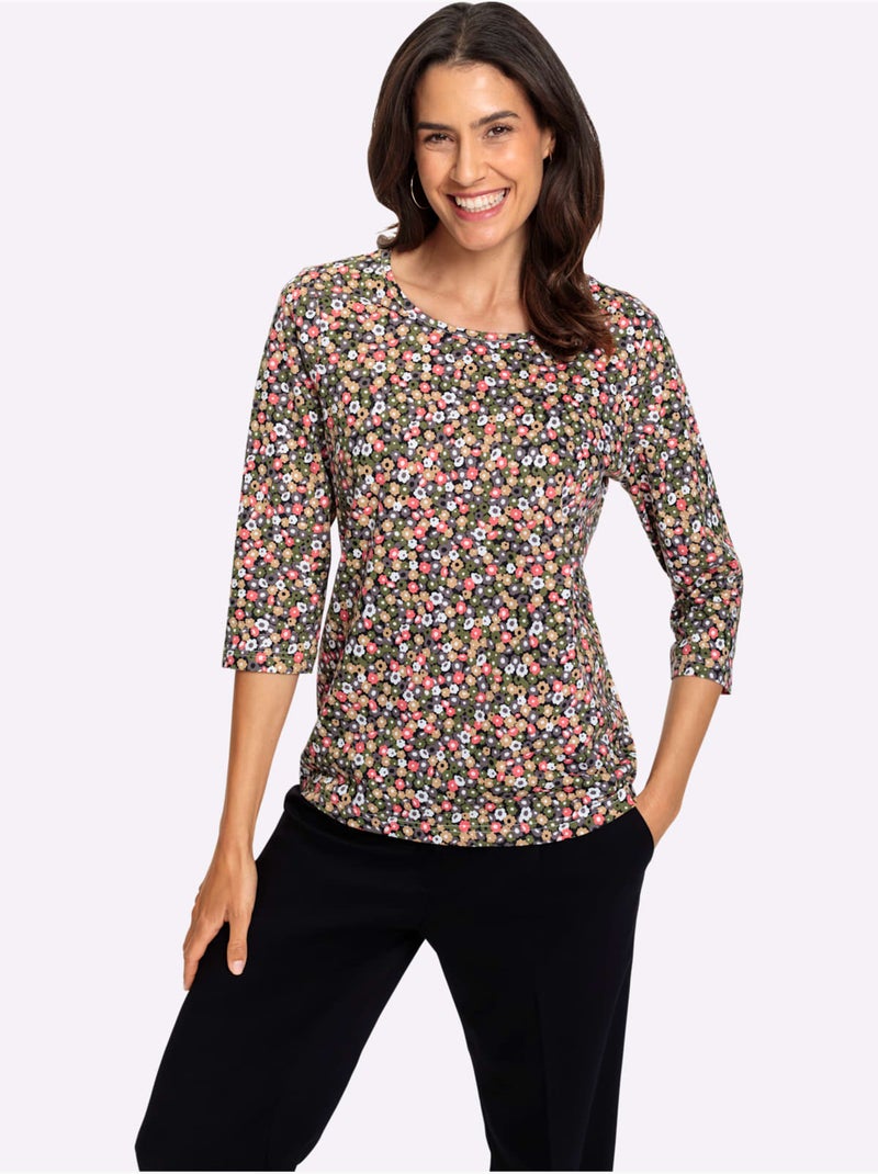 T-shirt Imprimé 50% Coton Et 50% Modal - Taille Standard - Witt Rose/Vert - Kiabi