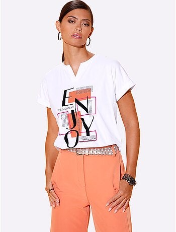 T-shirt Imprimé 95% Coton - Taille Standard - Helline