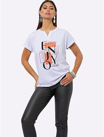T-shirt Imprimé 95% Coton - Taille Standard - Helline