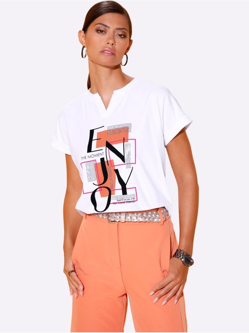 T-shirt Imprimé 95% Coton - Taille Standard - Helline - Kiabi