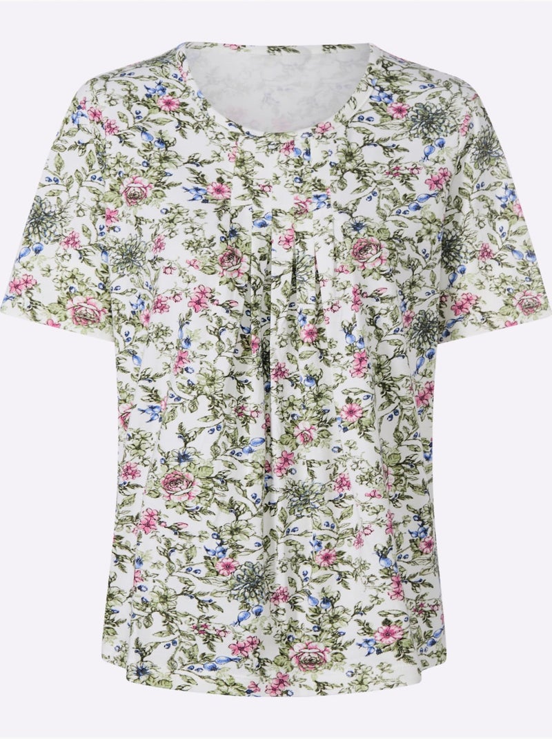T-shirt Imprimé 95% Coton - Taille Standard - Witt Beige/Vert - Kiabi