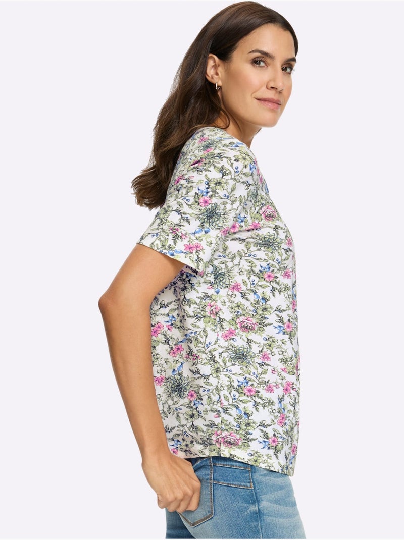 T-shirt Imprimé 95% Coton - Taille Standard - Witt Beige/Vert - Kiabi