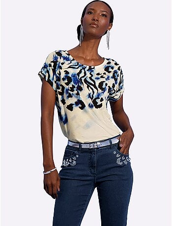 T-shirt Imprimé 95% Lyocell (tencel) - Taille Standard - Helline