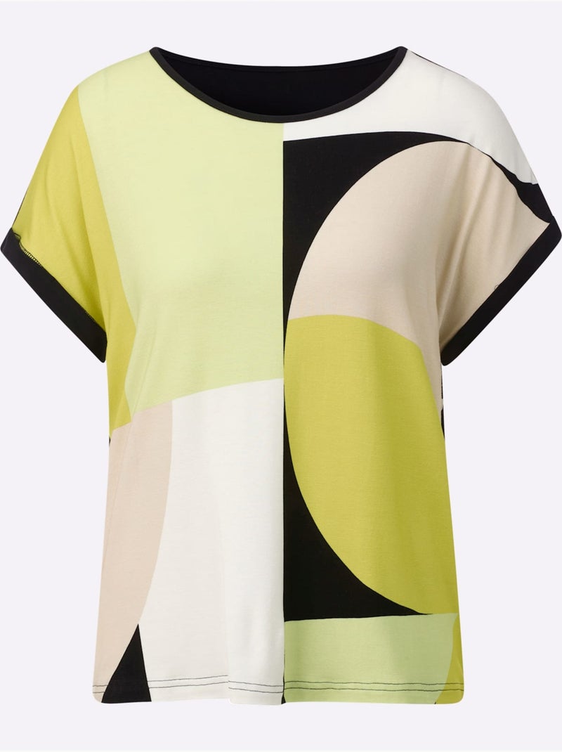 T-shirt Imprimé 95% Viscose (ecovero) - Taille Standard - Witt Noir Vert - Kiabi