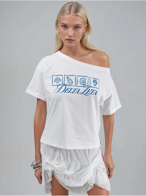 T-shirt imprimé à col bateau et coupe ample - Kiabi