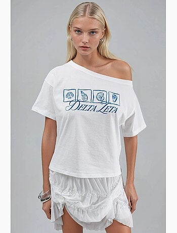 T-shirt imprimé à col bateau et coupe ample hiccup
