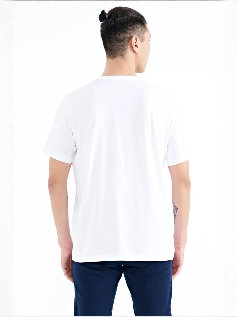 T-shirt imprimé à col rond avec patch tommy Blanc - Kiabi