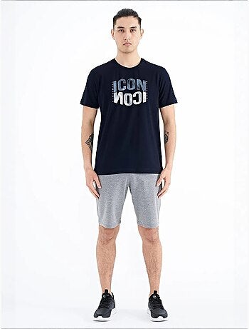T-shirt imprimé à col rond avec patch tommy