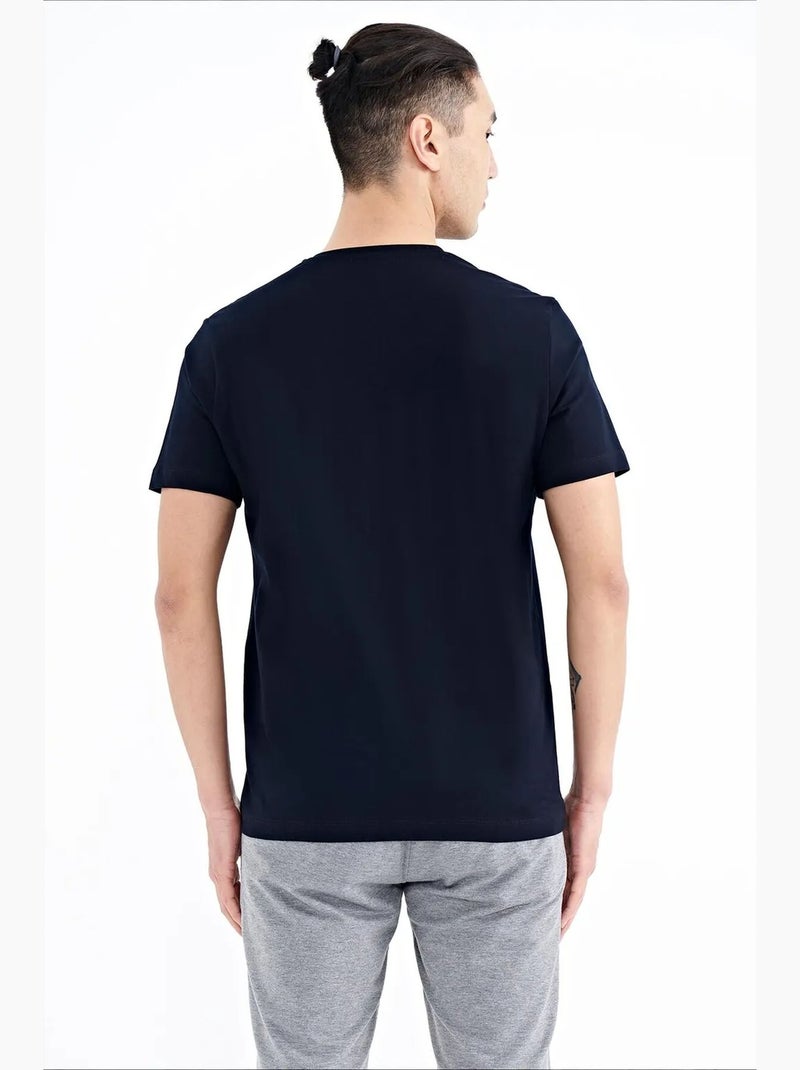 T-shirt imprimé à col rond avec patch tommy Bleu marine - Kiabi
