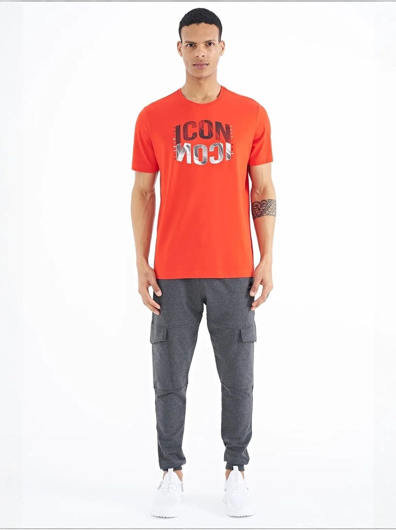 T-shirt imprimé à col rond avec patch tommy Orange - Kiabi