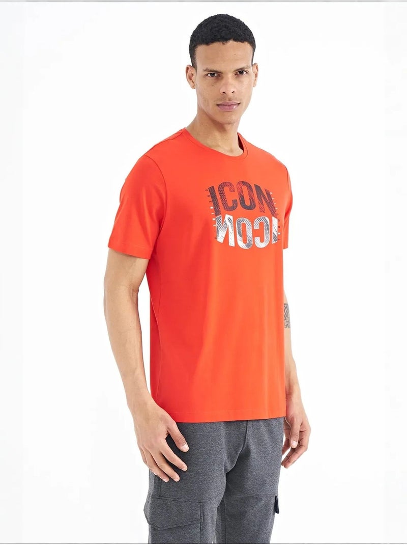 T-shirt imprimé à col rond avec patch tommy Orange - Kiabi
