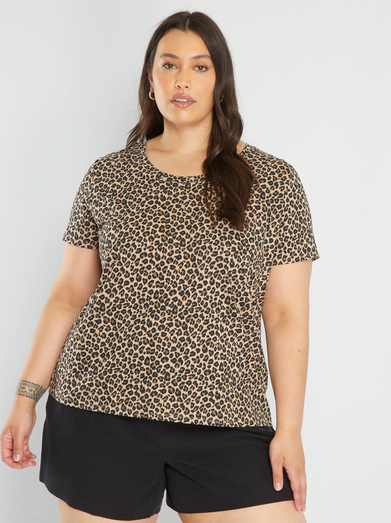 T-shirt imprimé à col rond Beige - Kiabi