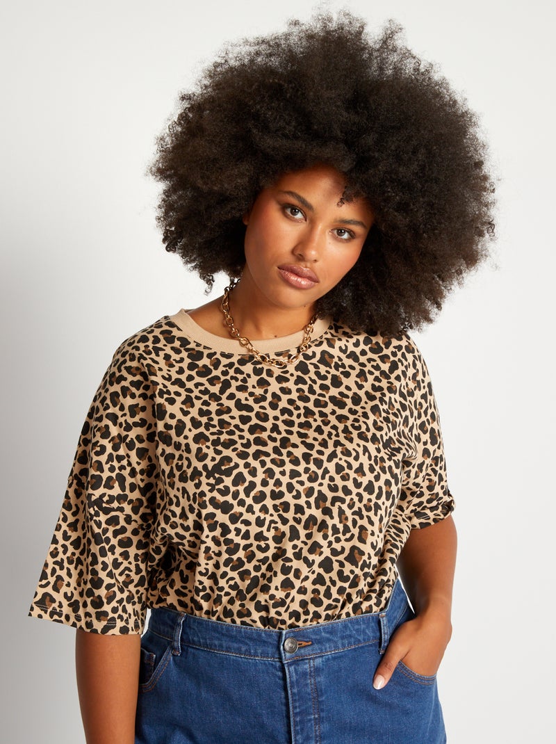 T-shirt imprimé à col rond Beige - Kiabi