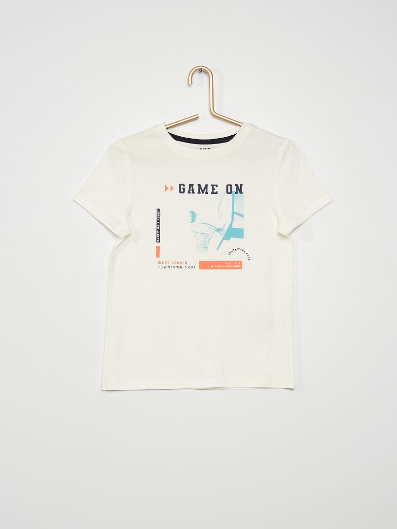 T-shirt imprimé à col rond Blanc basket - Kiabi