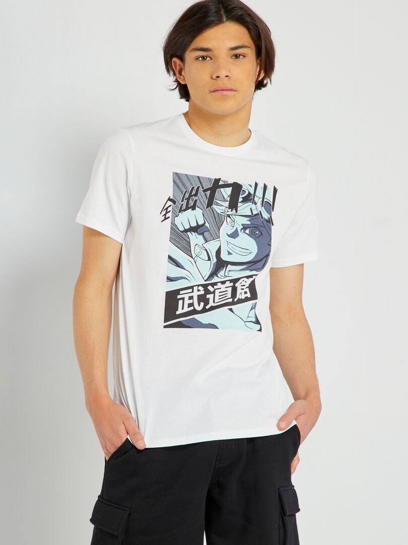 T-shirt imprimé à col rond Blanc 'manga' - Kiabi