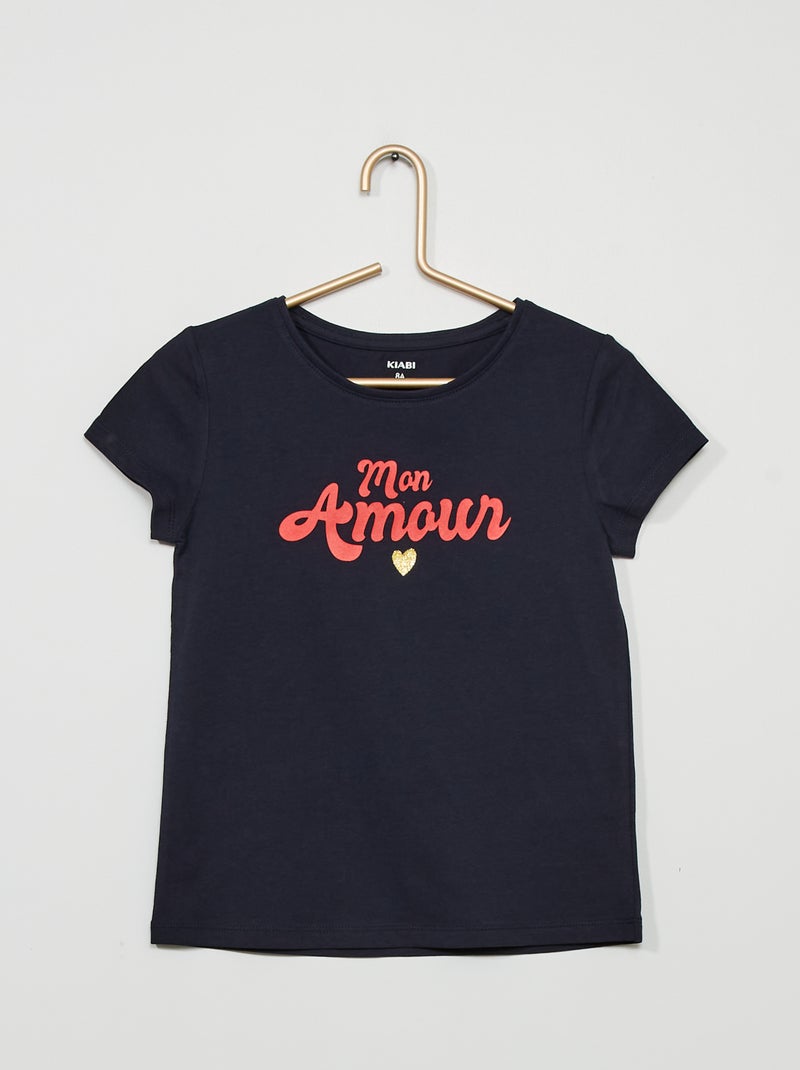 T-shirt imprimé à col rond Bleu marine - Kiabi