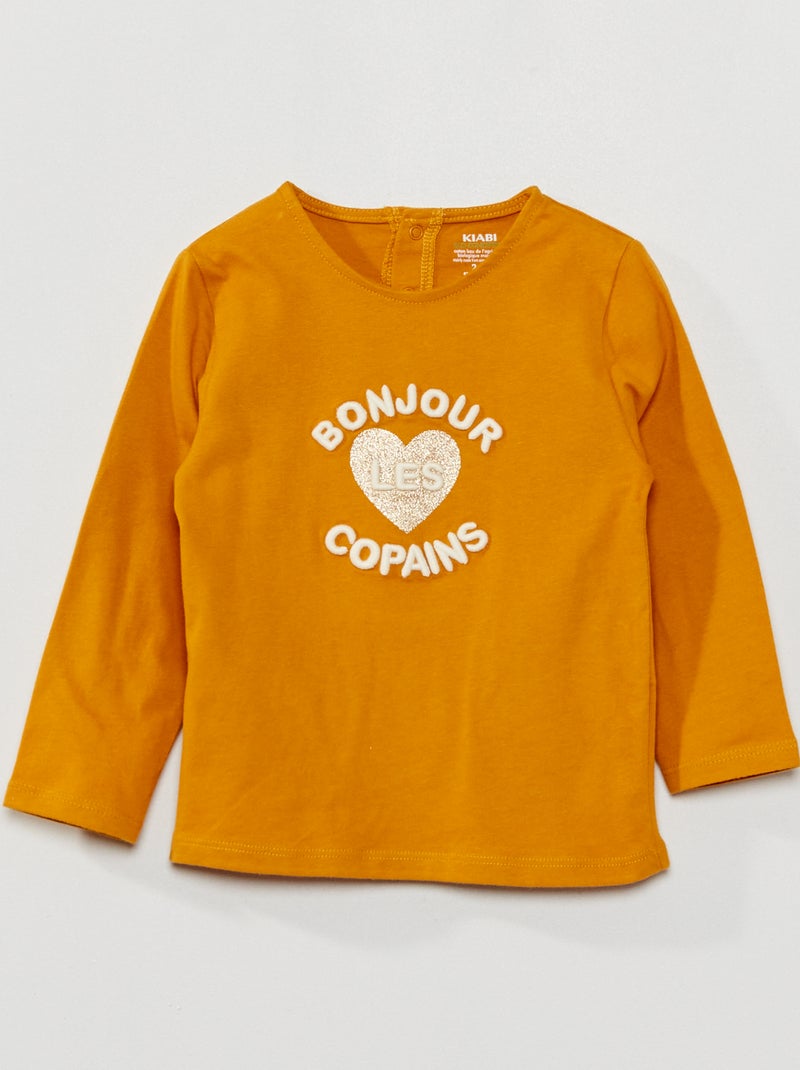 T-shirt imprimé à col rond Jaune moutarde - Kiabi