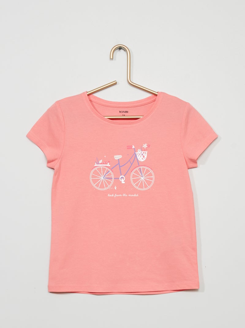 T-shirt imprimé à col rond Rose - Kiabi