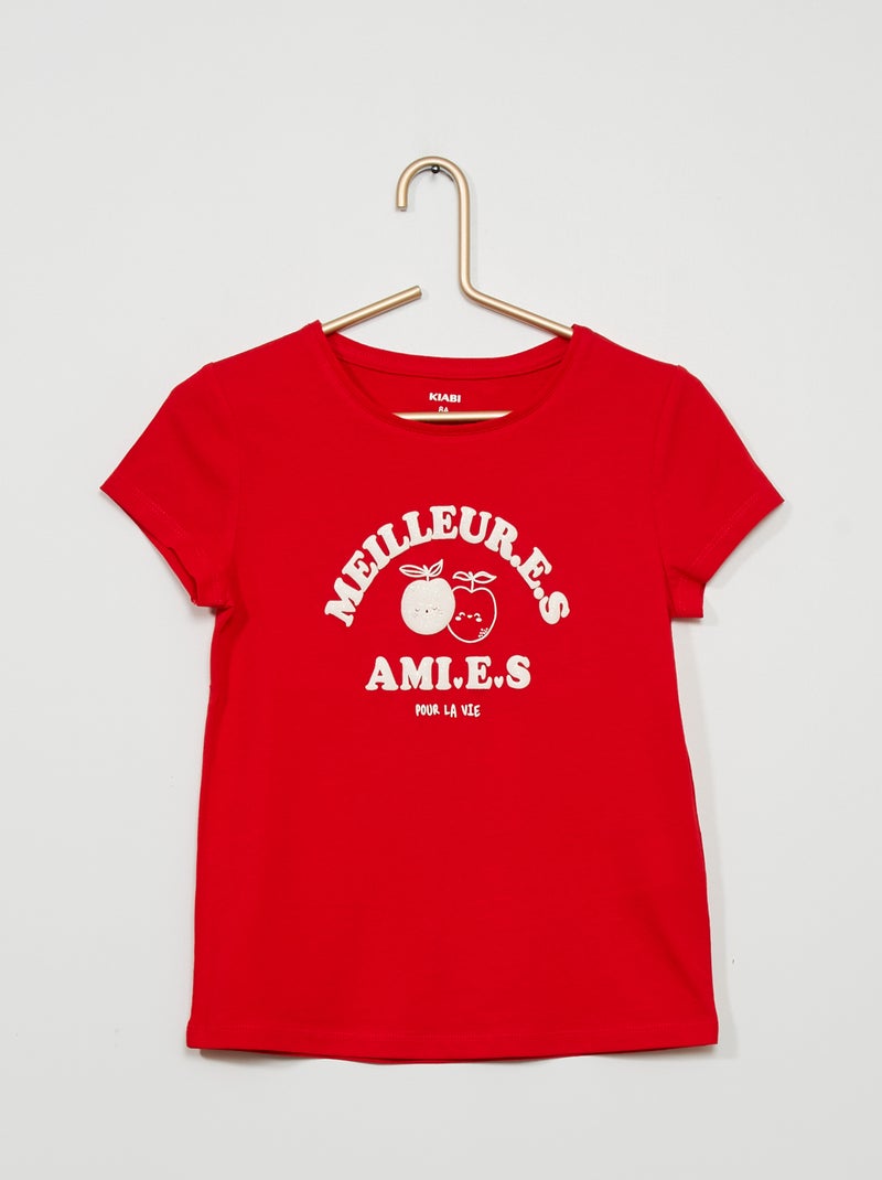 T-shirt imprimé à col rond Rouge - Kiabi
