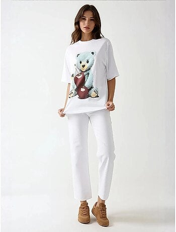T-shirt imprimé à col rond surdimensionné hiccup