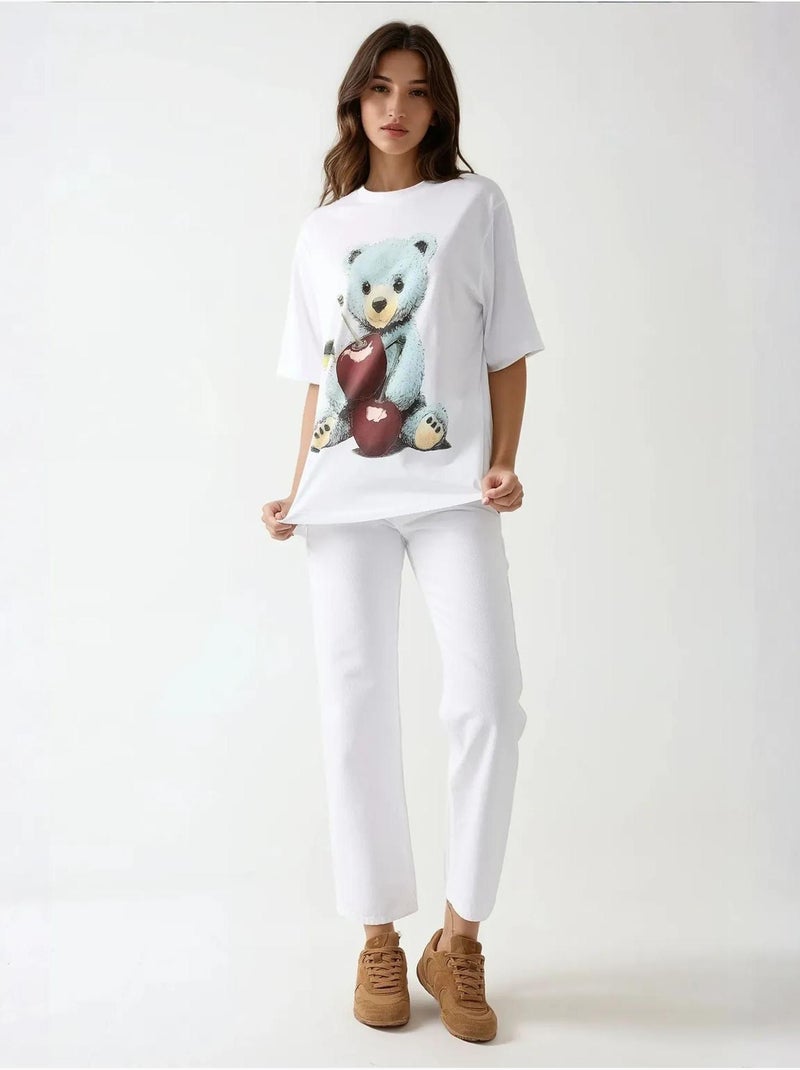 T-shirt imprimé à col rond surdimensionné hiccup Blanc - Kiabi
