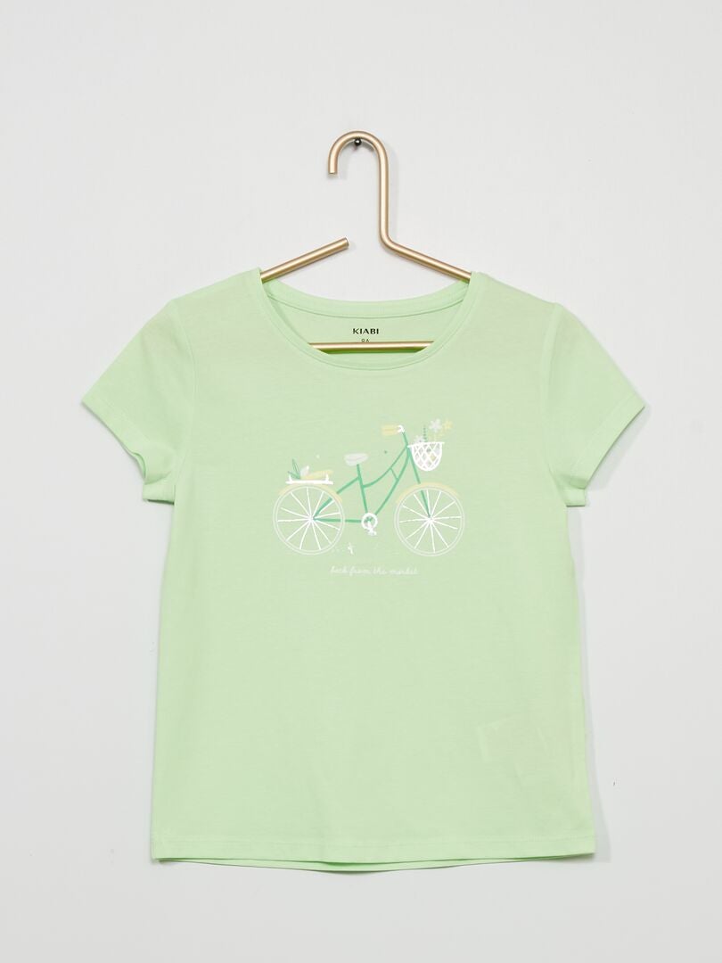 T-shirt imprimé à col rond Vert clair - Kiabi