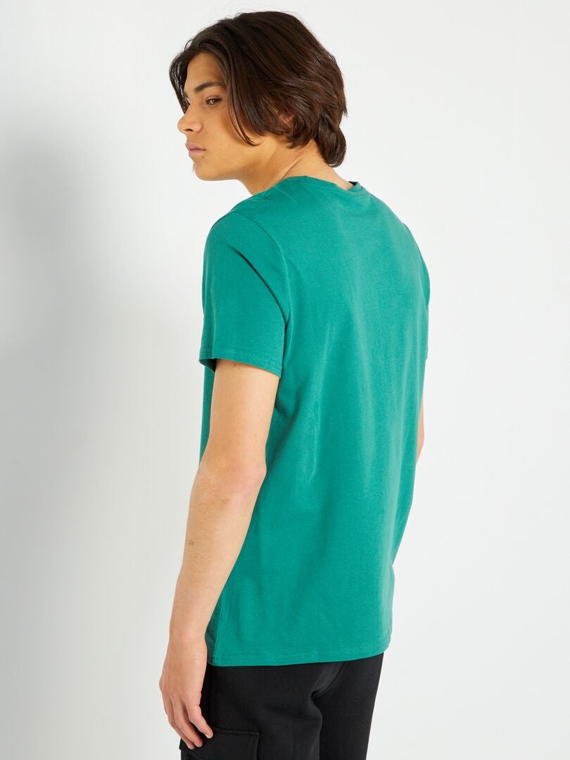 T-shirt imprimé à col rond Vert - Kiabi
