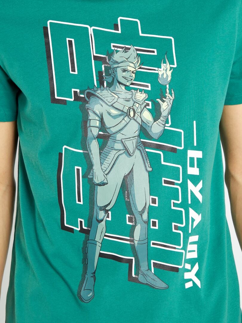 T-shirt imprimé à col rond Vert - Kiabi