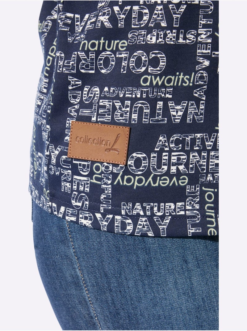 T-shirt imprimé à encolure ronde et mancherons décontractés - Taille standard - Witt Ecru/Marine - Kiabi