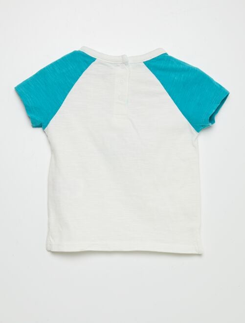 T-shirt imprimé à manches contrastées - Kiabi
