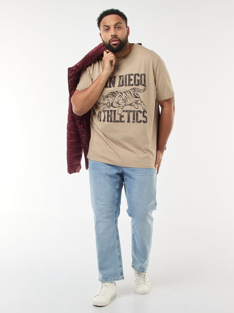 T-shirt imprimé à manches courtes Beige - Kiabi