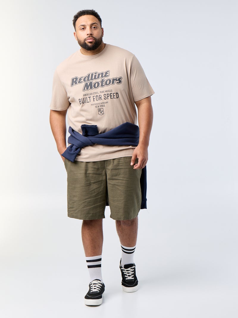 T-shirt imprimé à manches courtes Beige - Kiabi