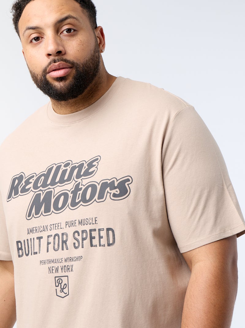 T-shirt imprimé à manches courtes Beige - Kiabi