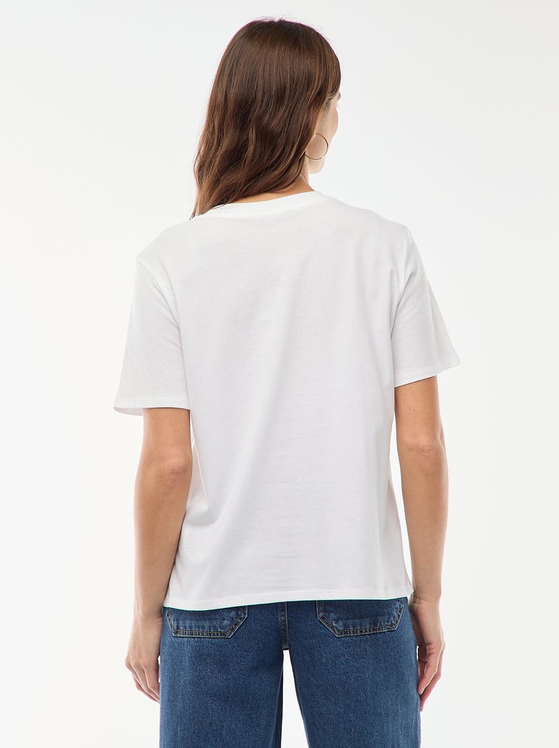 T-shirt imprimé à manches courtes Blanc - Kiabi