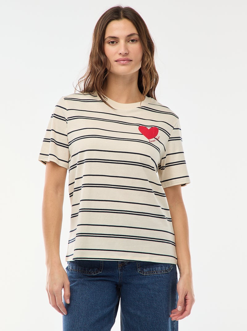 T-shirt imprimé à manches courtes Blanc - Kiabi