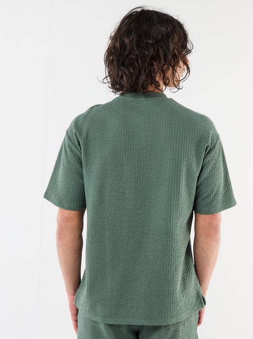 T-shirt imprimé à manches courtes en nid d'abeilles - Kiabi