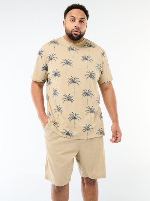 T-shirt imprimé à manches courtes et col rond - Kiabi