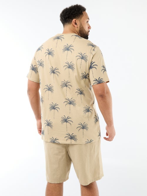 T-shirt imprimé à manches courtes et col rond - Kiabi